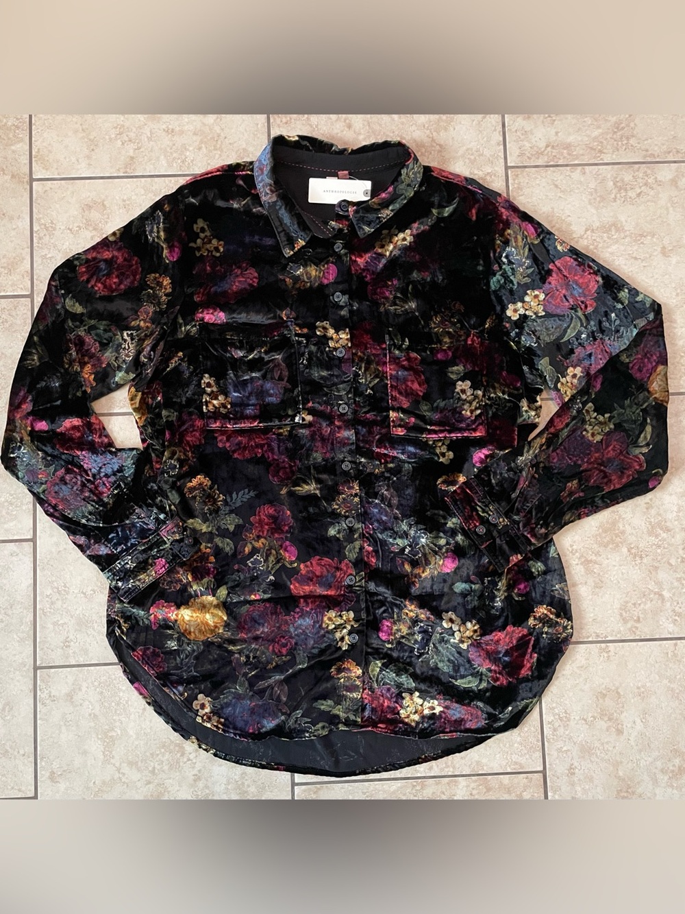 Pilcro by Anthropologie Velvet Shirt Size L